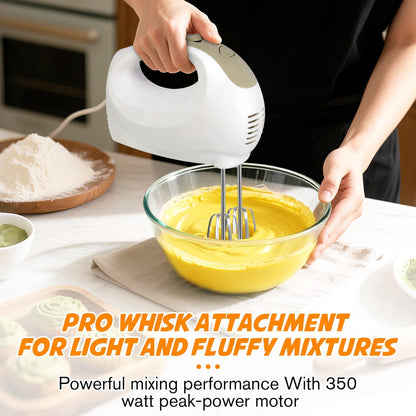 Showvigor Electric Hand Mixer, 5-Speed Handheld Mixer with Stainless Steel Whisk & Beaters, Lightweight Portable Kitchen Mixer for Baking, Mixing, and Cooking