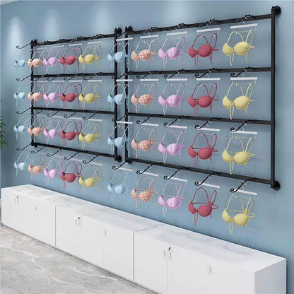 47.2in Underwear Display Stand, Clothing Store Boutiques Retail Lingerie Garment Rack, Metals, Commercial Shelves Clothes Rod, for Lingerie Socks Bra Panties Scarves(Gold,150 * 120cm)
