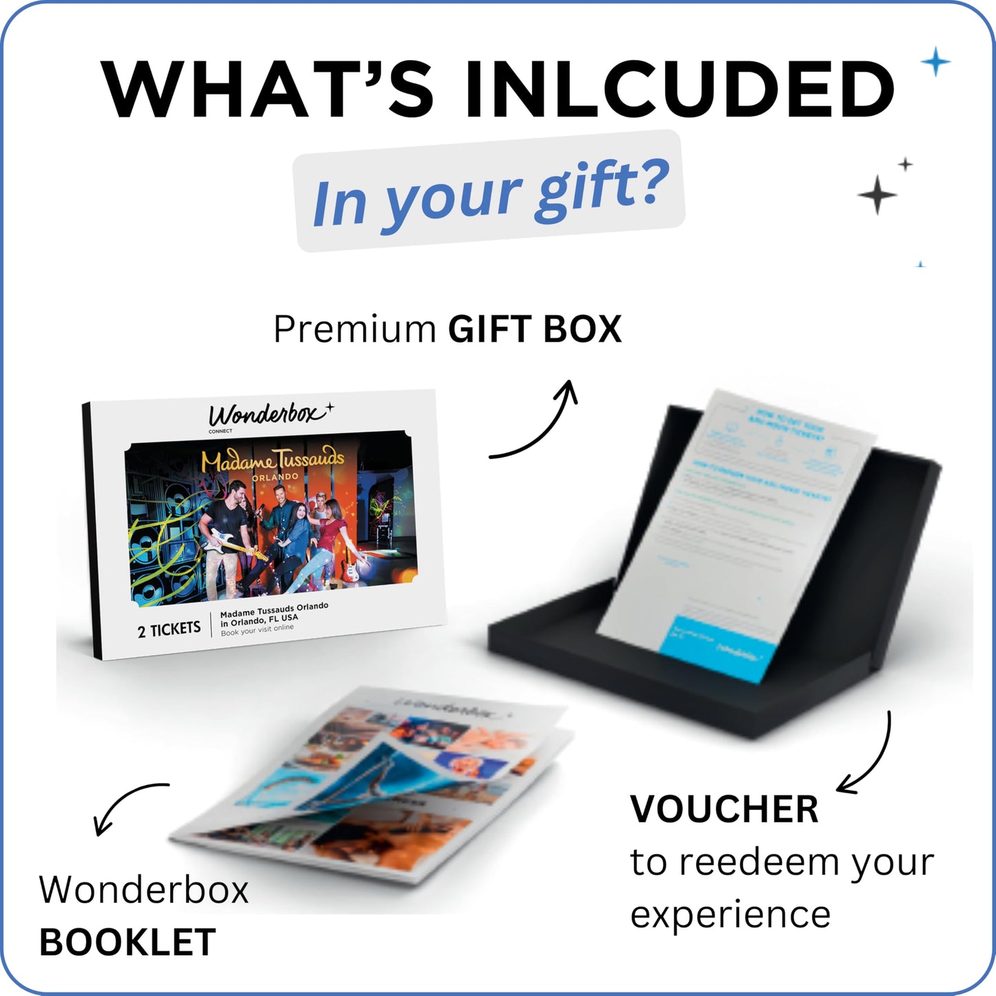 Wonderbox Madame Tussauds Orlando Gift Box, 2 Admission Tickets for Wax Museum, Gift Experience for Kids & Families