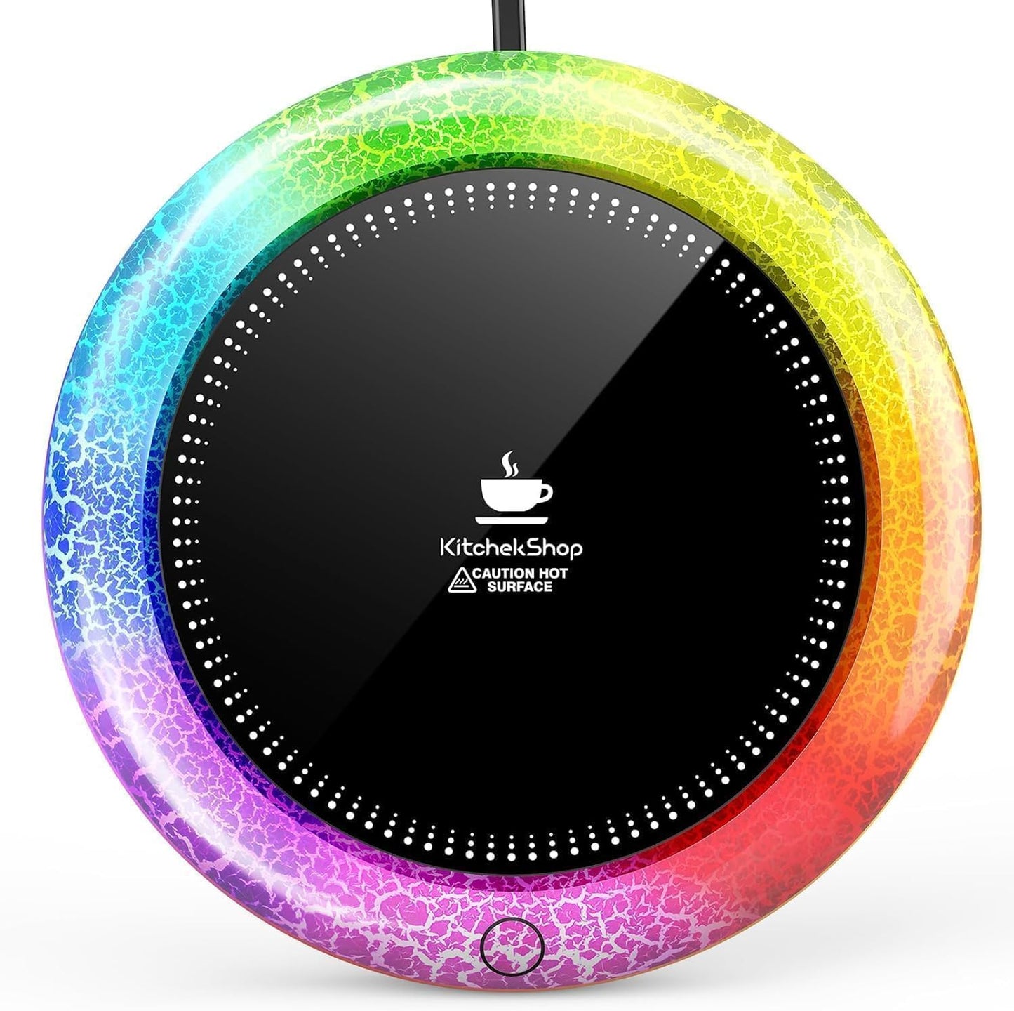 Coffee Mug Warmer with 7 LED Color Lights – Fast Heating & High Temp, Auto On/Off Gravity Sensor, Smart Electric Beverage Warmer for Coffee, Tea & More, Desk & Home Use(White)