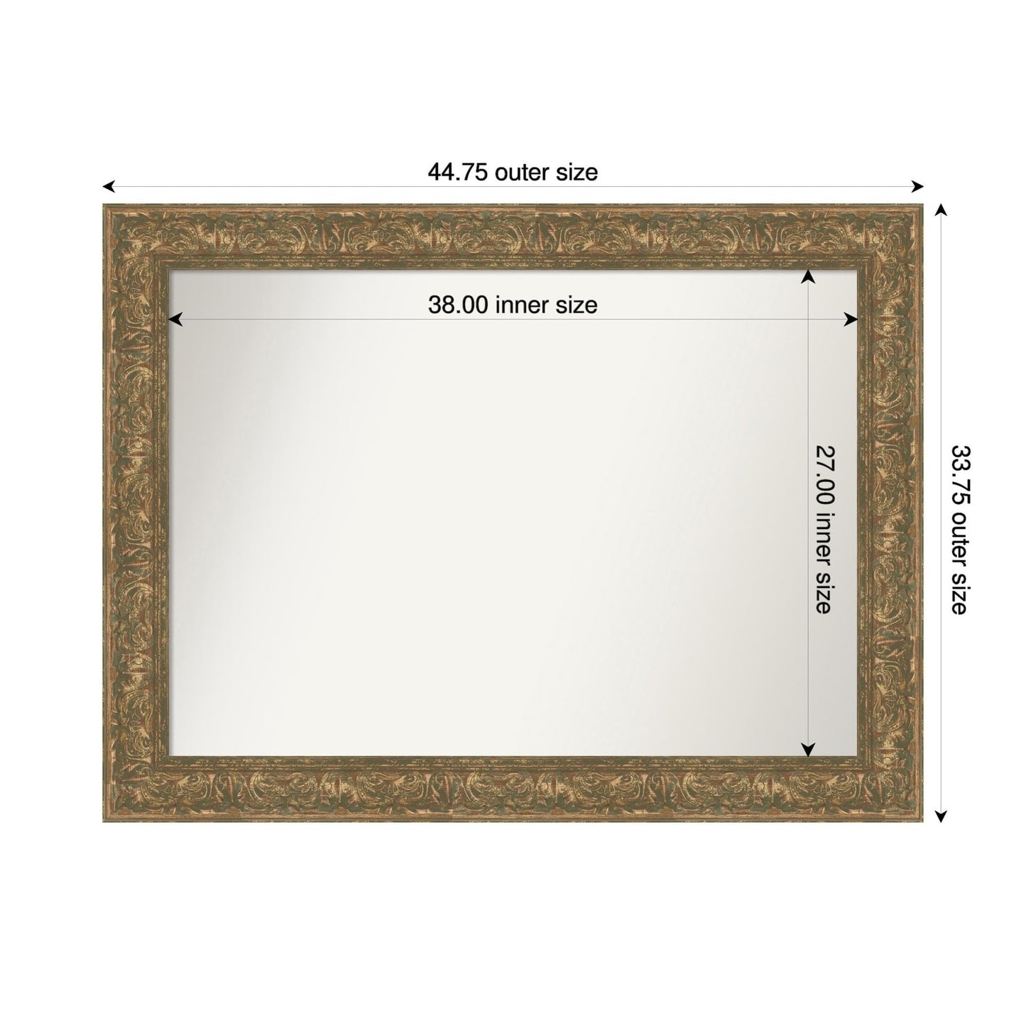 Amanti Art Bronze Wall Mirror 34x45 Luxe Bronze Gold Rectangle Bathroom Mirror for Wall Decor Living Room, X-Large Traditional Frame, Hangs Horizonally and Vertically, Bathroom Decor, Non-Beveled Edge