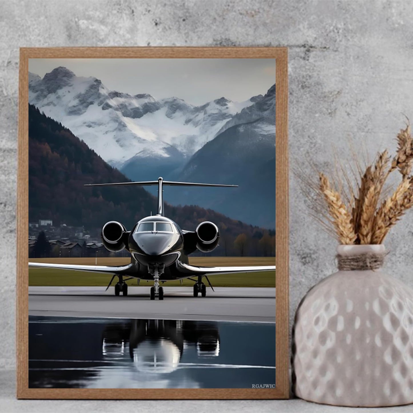 RGAJWIC Airplane Sits at The Airport Diamond Painting Kits for Adult Airplane Diamond Art, Full Round Gemstone Crystal Art Embroidery Handmade Kit 12x16 inch