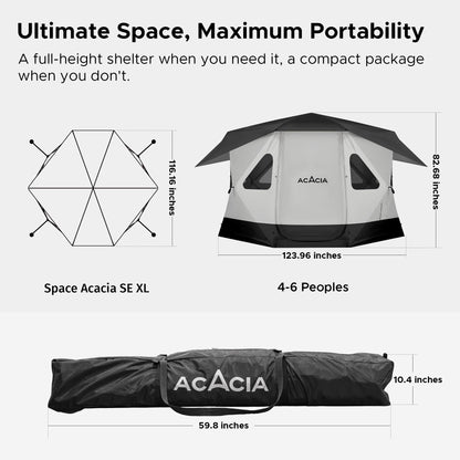 Space Acacia Lite Camping Tent | 4-8 Person Pop Up Tents for Camping | Lightweight & Durable Beach Tent | Level 7 Wind Resistance, UPF 50+ | Quick Setup for Camping & Backyard, Moonstone