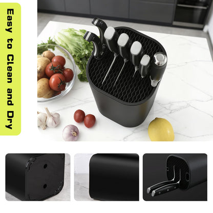 Universal Knife Block, Detachable Square Knife Storage Holder (Knives Not Included) - Black Kitchen Knife Stand