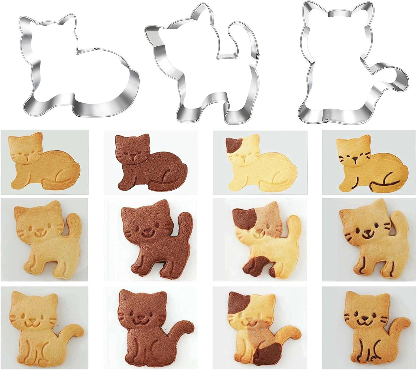 Kitty Cat Cookie Cutter Set, 6 Piece Cat Face, Kitty Butt, Paw and Cute Shapes for Themed Party