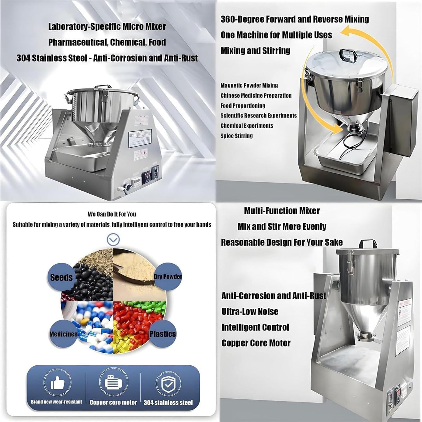 YDBMY 5L/10L/20L/40L Lab Dry Powder Mixer Mixing Machine Particle Blender Powder Mixer Granual Blender for Food Ch-emical Medical 10L