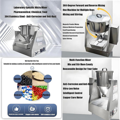 YDBMY 5L/10L/20L/40L Lab Dry Powder Mixer Mixing Machine Particle Blender Powder Mixer Granual Blender for Food Ch-emical Medical 10L