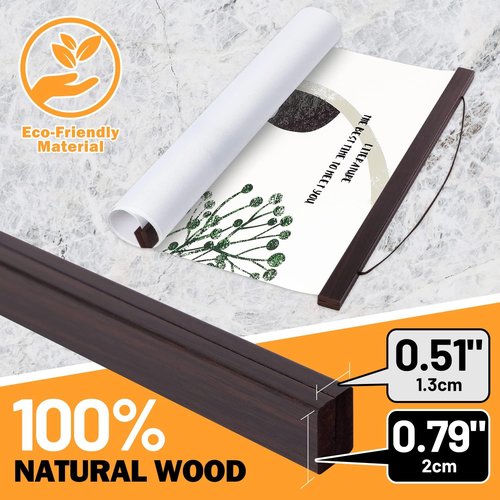 Benjia Magnetic Wooden Poster Frame - Light Walnut Hanger for Photos & Artwork | 26"x38" Size