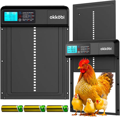 (3X Anti-Pinch 11" 9.4" Automatic Chicken Coop Door Coop Door Lite Battery Powered AA Included) Timer & Manual Modes