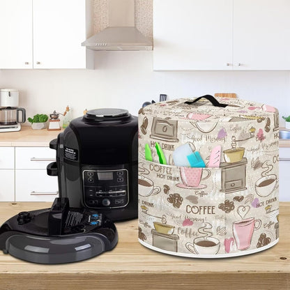 Coffee Print Dust Cover for 8 Quart Electric Pressure Cooker, Rice Cooker, Air Fryer, Kitchen Decorative Protective Bag