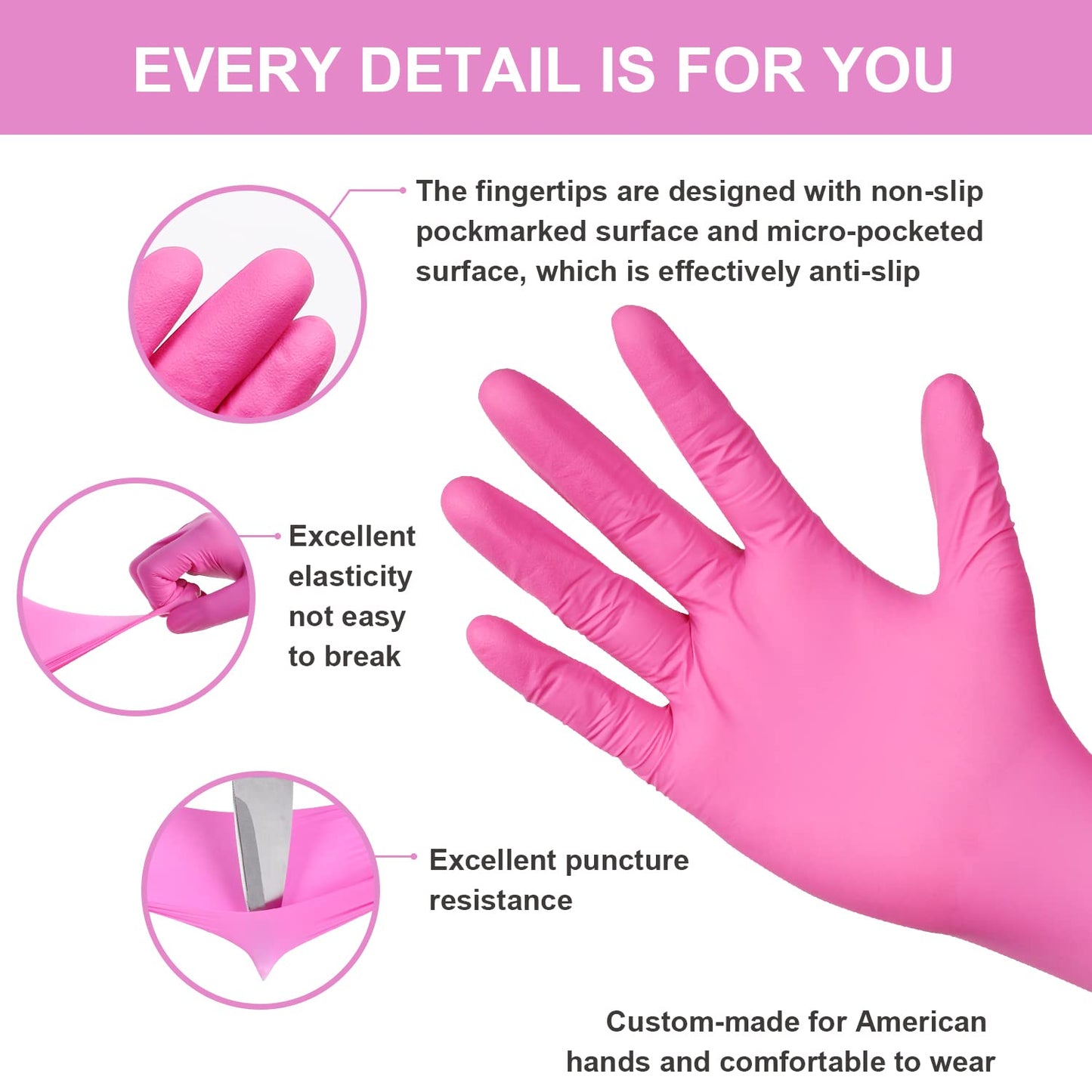 FINITEX Nitrile Disposable Latex-Free Gloves - 3.5mil 100PCS/Box 9inch Long Powder-Free Guantes de Nitrilo Cleaning Medical Exam Food Cooking Glove (100, Medium)
