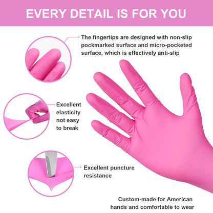 FINITEX Nitrile Disposable Latex-Free Gloves - 3.5mil 100PCS/Box 9inch Long Powder-Free Guantes de Nitrilo Cleaning Medical Exam Food Cooking Glove (100, Medium)