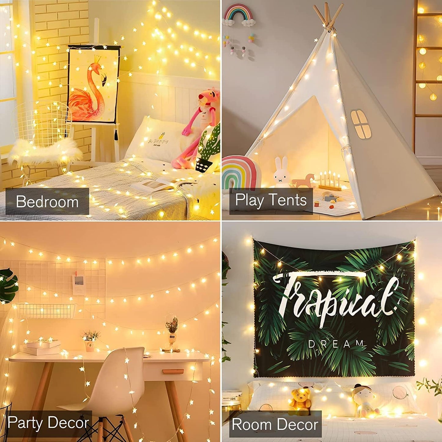 20 40 ANJAYLIA Star Lights FT LED Battery Operated String Lights with Remote for Bedroom Indoor & Outdoor, Party