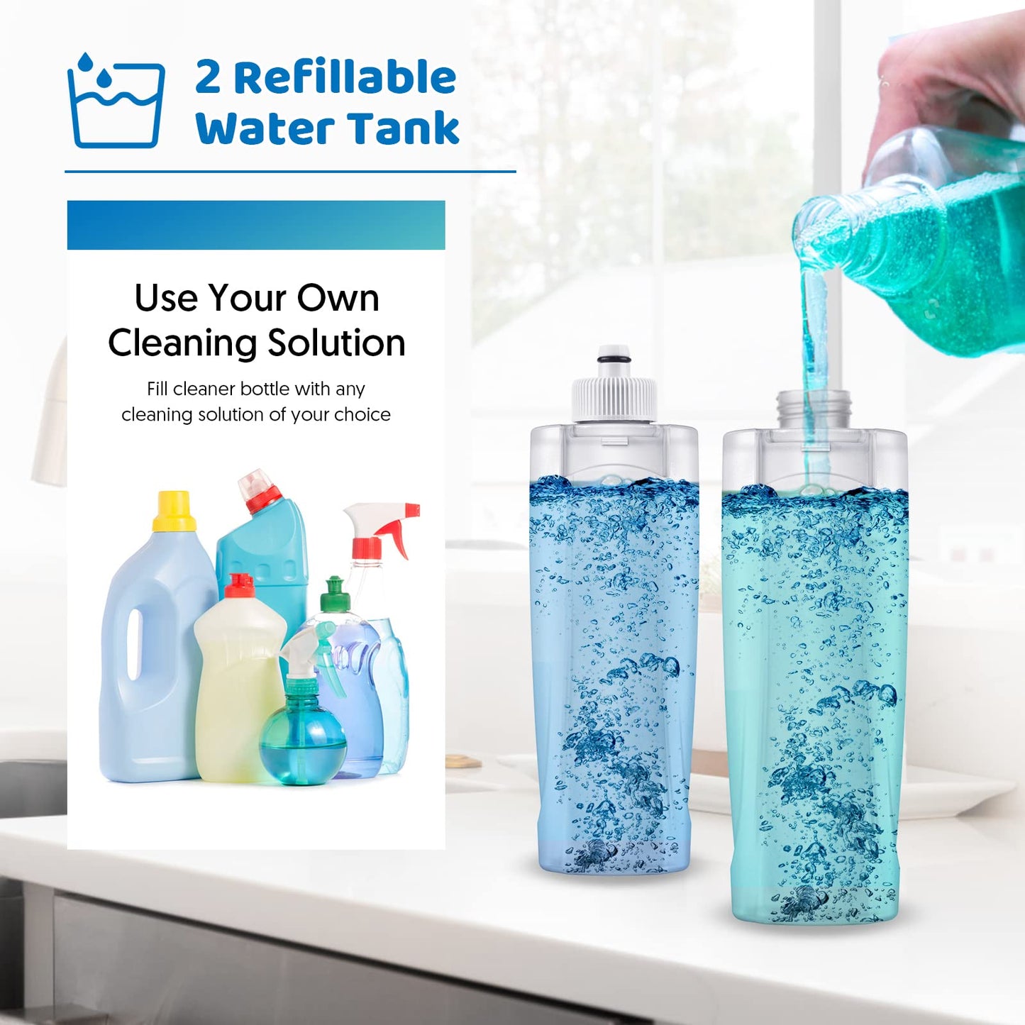 Spray Wet Mops for Hardwood Floor Cleaning: MEXERRIS Floor Mop with 5 Washable Pads for Swiffer Powermop & 2 Refillable Bottles - Home Commercial Dust Dry Mops for Wood Laminate Vinyl Tiles Ceramic