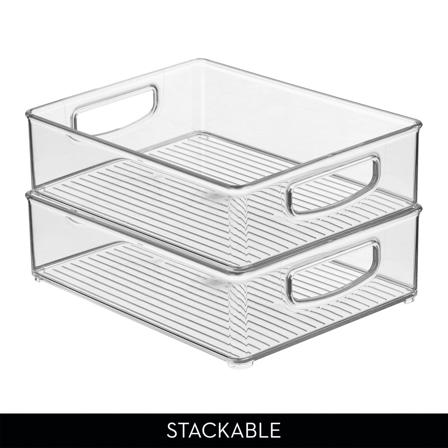 iDesign Stackable Pantry Bin for Kitchen Cabinets, Fridge, or Freezer Storage, Clear, Made in USA