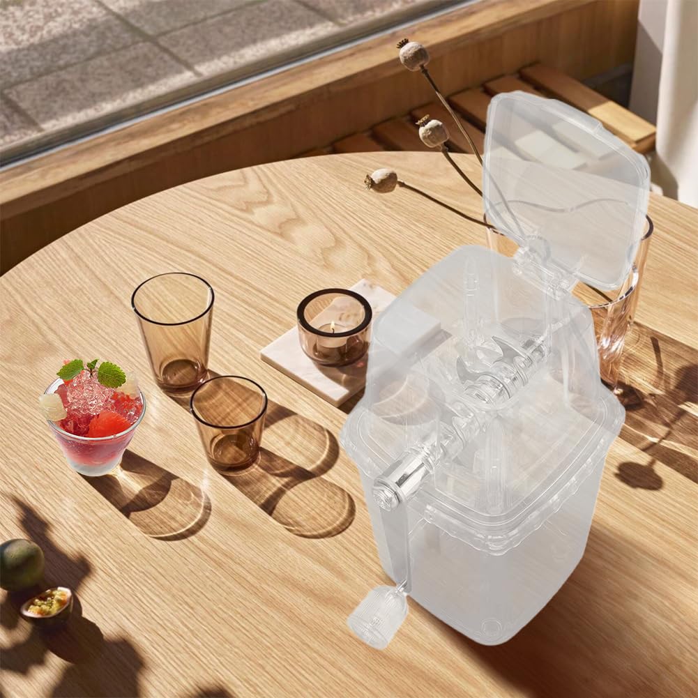 Leopacat Ice Crushers for Home Use, Ice Crusher Machine, Manual Ice Crusher Portable Chopper Transparent Stainless Steel Breaker Making Drinks Machine for Fast Coarse Shaved Fine Chips Ho Transparent