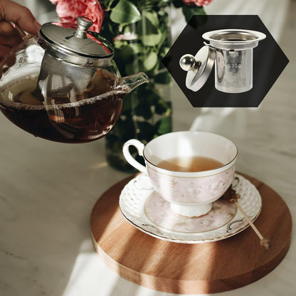SHERCHPRY Teapot Tea Strainer: Metal Infuser Insert, Fine Mesh Tea Steeper for Loose Tea, Stainless Steel Tea Filter