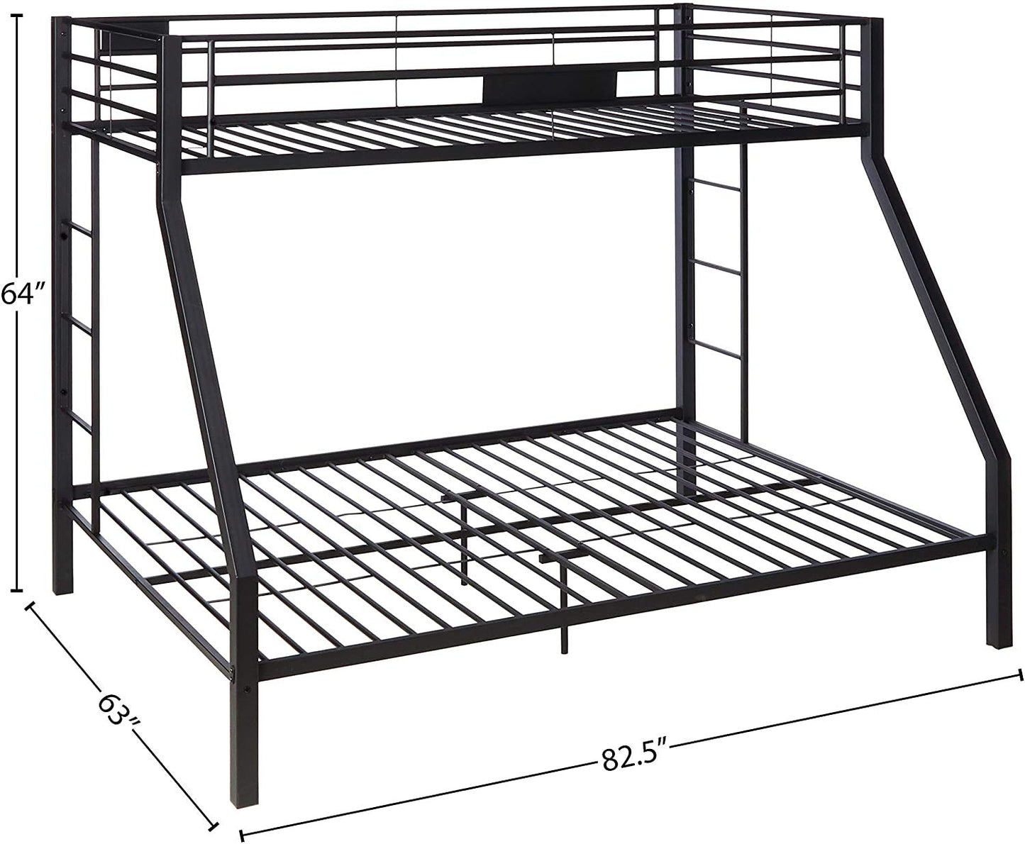 DANGRUUT Upgraded Version Thicken Metal Bunk Beds, Best Industrial Bunk Bed, Heavy Duty Bed Frame with Side Ladder and Safety Rails for Kids Girls Boys, Teens and Adults (Twin XL Over Queen)