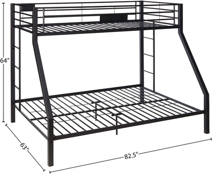 DANGRUUT Upgraded Version Thicken Metal Bunk Beds, Best Industrial Bunk Bed, Heavy Duty Bed Frame with Side Ladder and Safety Rails for Kids Girls Boys, Teens and Adults (Twin XL Over Queen)