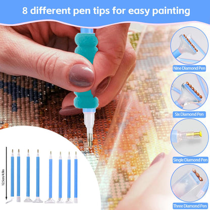 DNSGOOR 244Pcs All Inclusive Diamond Art Accessories Kit Diamond Painting A3 LED Light Pad Set with Diamond Art Sealer Glue Stand Storage Case Pens 5D Painting Tools for DIY Drill Craft