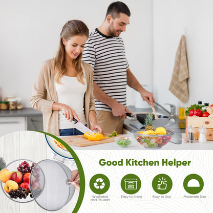 Metal Mesh Fruit Bowl with Lid & Basket - Fruit Fly Proof Kitchen Counter Storage for Fruits & Veggies (Black/2PCS)