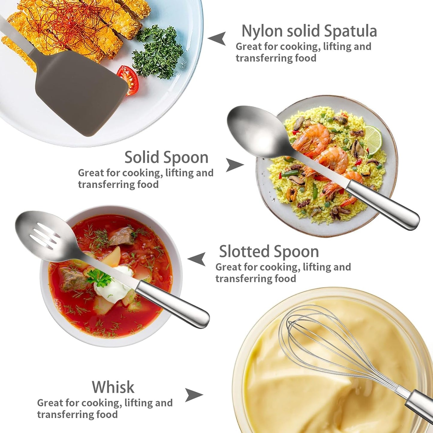 Stainless Steel Cooking Utensils Set, 4-piece Kitchen Utensil Set with Non-Stick and Heat Resistant Features