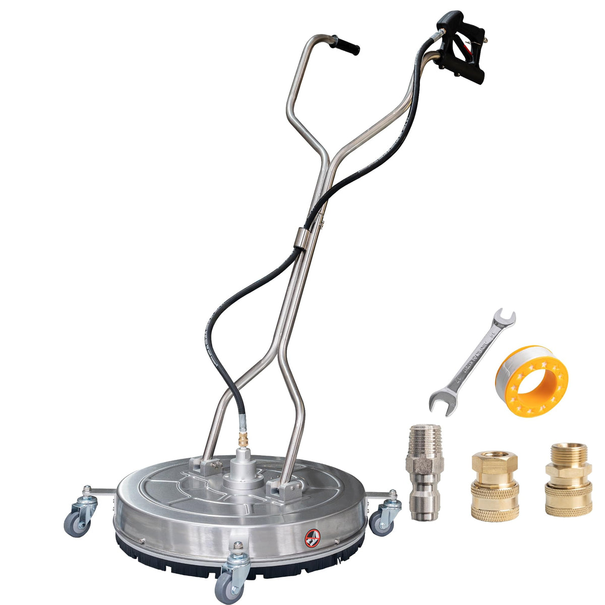 Hourleey 24" Pressure Washer Surface Cleaner with Dual Handles, Stainless Steel Surface Cleaner with 4 Wheels for Driveways, Pathway, Sidewalks, Patios, Decks, 4500 PSI with 3/8" Quick Connector Kit