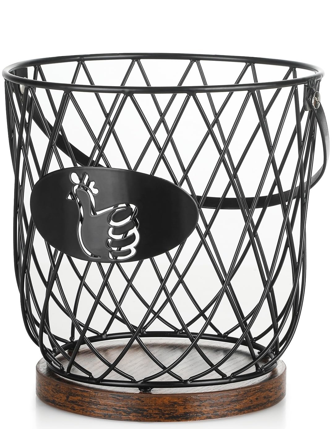 AOOHOOA Egg Basket for Gathering Fresh Eggs, Round Egg Collecting Basket with Handle, Egg Holder Countertop Decor & K-Cup Organizer (Metal)