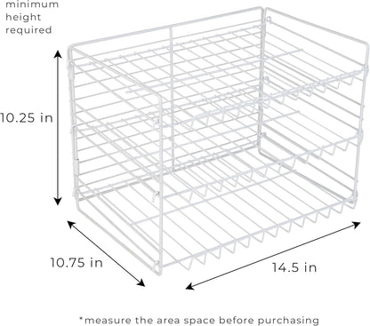 Smart Design Can Organizer for Pantry - 3 Tier Adjustable Can Storage - Steel Metal Shelves, Holds Up to 36 Cans - White