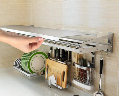 Floating Shelf 304 Stainless Steel Metal Heavy Duty Household Spice Rack Microwave Mounted Storage Rack for Kitchen Bedroom Bathroom (Length80CM*Wide15CM)