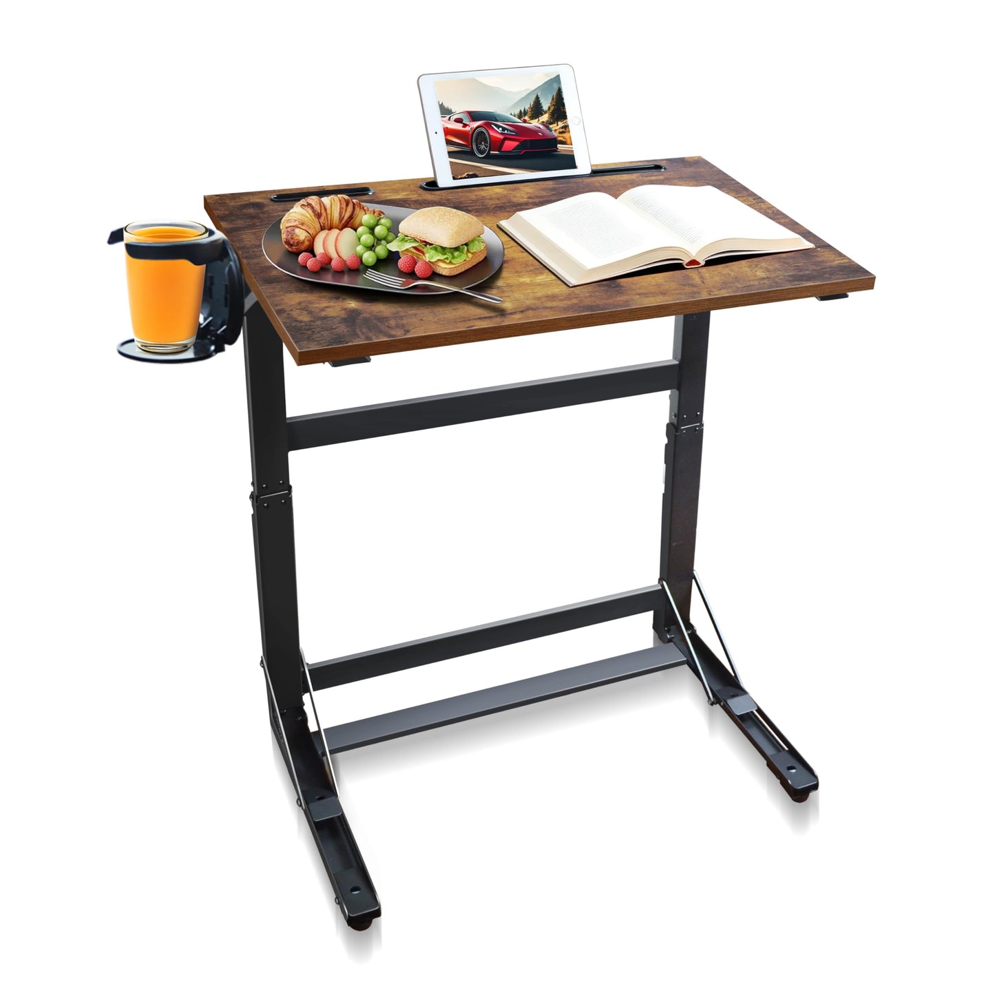 YIBOLIN'S Couch Table Tray - Foldable TV Dinner Tray Table with No Assembly, Large Surface Laptop Stand for Couch, C-Shaped Bed Tray, Sturdy Slide-Under Sofa Table (16" Extra Wide)