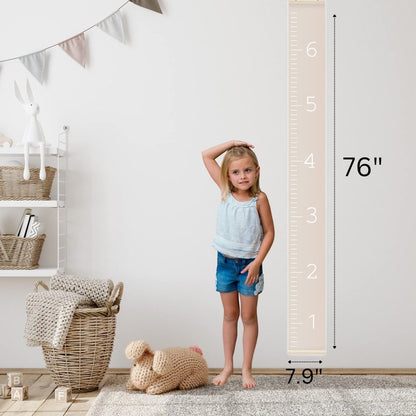 Morxy Canvas Growth Chart for Kids - Unisex Kids Room Wall Decor - Measuring Height Chart- Wall Tape with Height Chart for Kids (Canvas, Plain Beige)