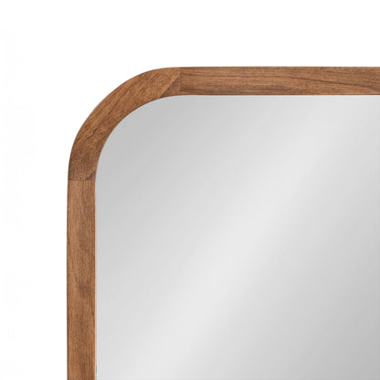 Kate and Laurel Hutton Modern Rounded Rectangle Wall Mirror; 24 x 36; Natural Rustic; Decorative Farmhouse Rectangular Wall Decor for Bathroom Mirror for Over Sink