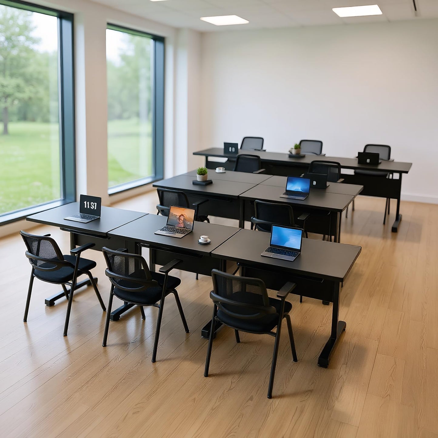 rzoizwko 2 Pack Folding Conference Table with Wheels,Heavy-Duty Flip-Top Foldable Conference Training Table System,Rolling Conference Room Tables for Office, Classroom Meeting Rooms
