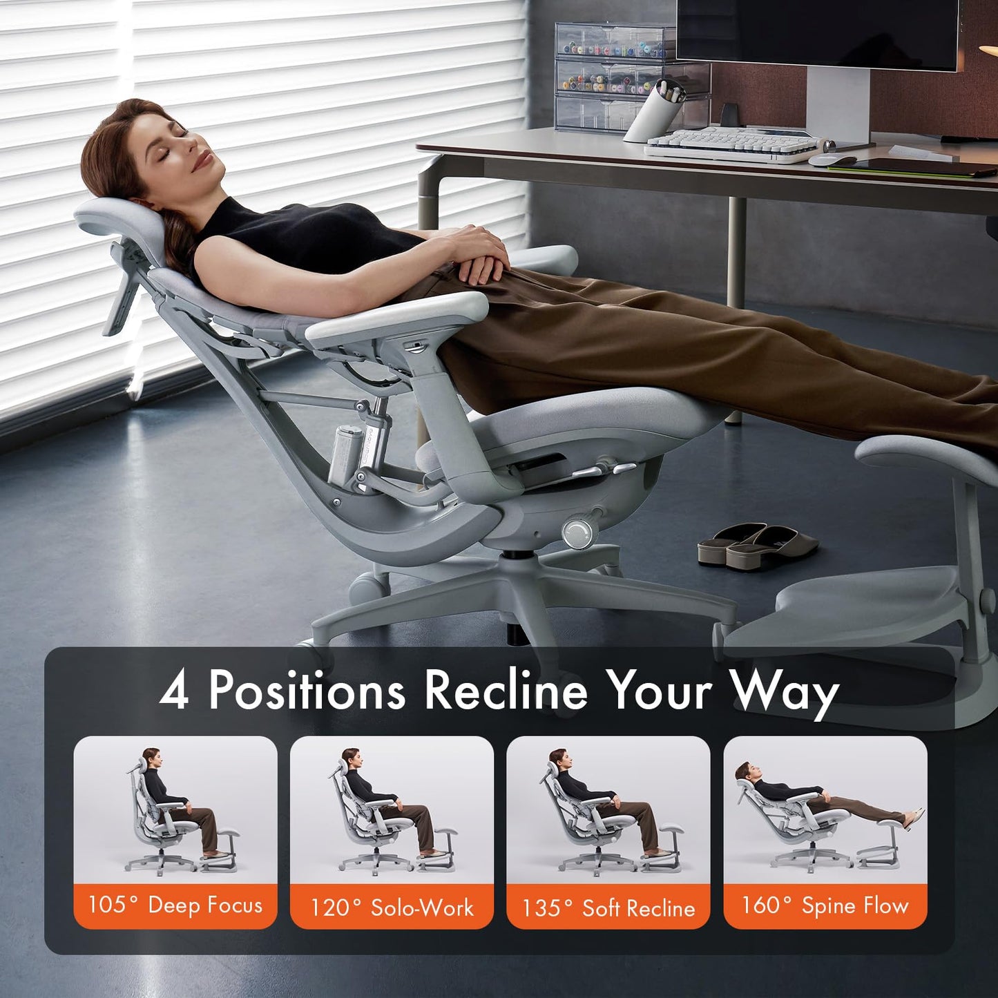 LiberNovo Dynamic Ergonomic Desk Chair + StepSync Footrest + Extra Battery Bundle - Comfy Home Office Chair with Adaptive Lumbar Support, 160° Recline & Built-in Spine Stretch, Green+45cm