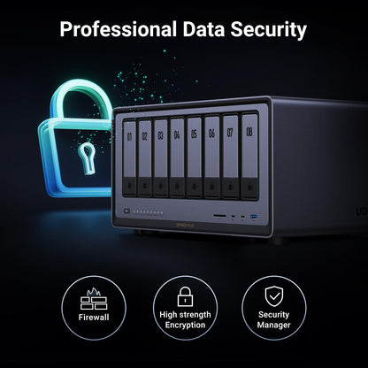 UGREEN NAS DXP8800 Plus 8-Bay Desktop NASync, Intel i5 1235u 10-Core CPU, 8GB DDR5 RAM, Bulit-in 128G SSD for System, 2*10GbE, 2*M.2 NVMe Slots, 8K HDMI, 2X TBT4, Network Attached Storage (Diskless)