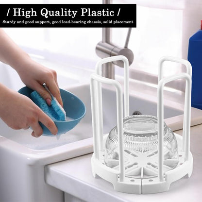 ZJIVQO Bowl Rack, Adjustable Plate Holders, Dish Holder, Plate Dish Rack with Handle for Kitchen Bowl Organizer