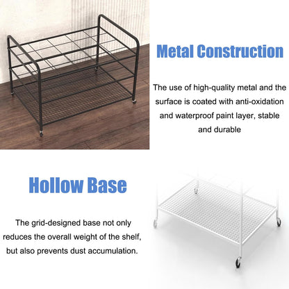 12 Mats Large Commercial Storage Cart, Rolling Metal Organizer Holder for Foam Roller/Yoga Strap/Dumbbells Display, Home Studio Gym Office Equipment Rack,Black