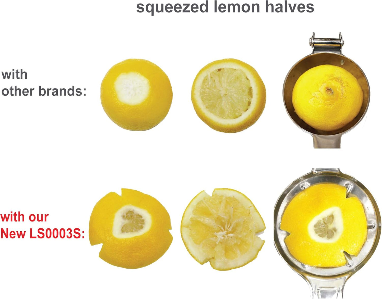 [Free Citrus Tap Gift] EcoJeannie Jumbo FLAT PRESS Lemon Squeezer, 100% Stainless Steel, Silicone Handle (LS0003S)