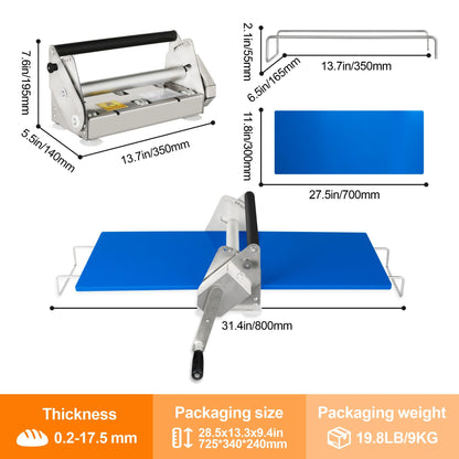 12" Manual Dough Sheeter Machine, Folding Countertop Dough Roller & Pastry Laminator for Croissant, Pizza Dough & Puff Pastry – Adjustable Thickness for Home & Bakery Use