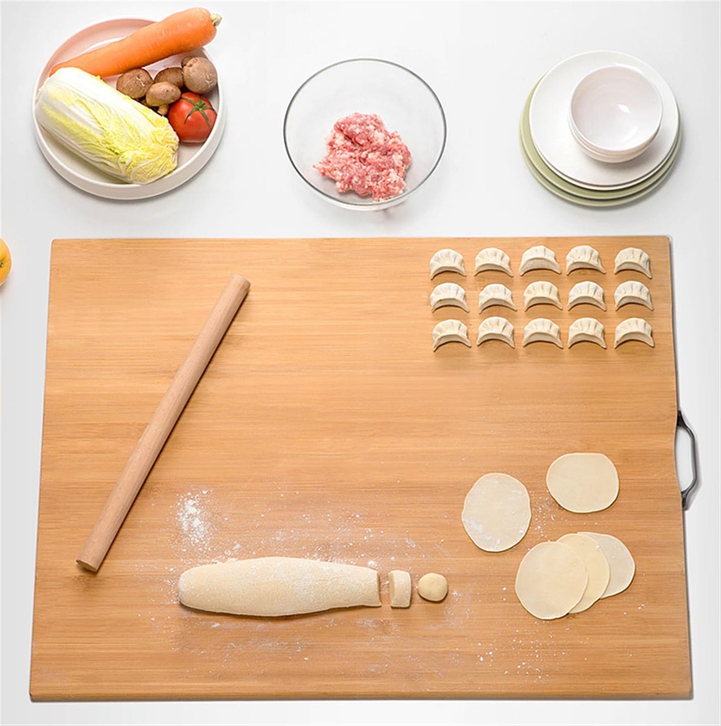 Cutting Board for Kitchen,Wood Charcuterie Cheese Board,Wooden Chopping Block with Side Handles