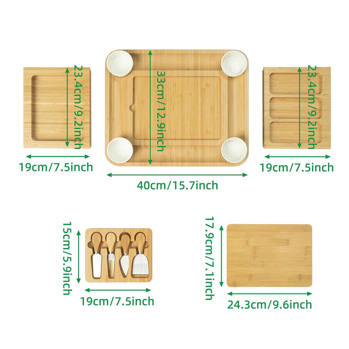 drmvalg Charcuterie Board Cheese Tray Set with Stainless Steel Knives, Slates and Bowls. Gift for Housewarming, Wedding Couple, Bridal Shower (CB002)