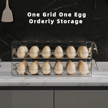 HIYOHIYO Clear 60 Egg Holder for Fridge, High Capacity Egg Container for Refrigerator, Stackable Egg Storage Trays for Countertop, Eggs Organizer for Refrigerator (2 Layer, 11.6"x 10.2"x 5.1")