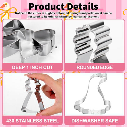 JarThenaAMCS 7Pcs One Silly Goose Baby Shower Cookie Cutters Set Biscuit Cutter Cute Goose Bow Birthday Hat Stainless Steel Cookie Cutting Molds for First Birthday Supplies
