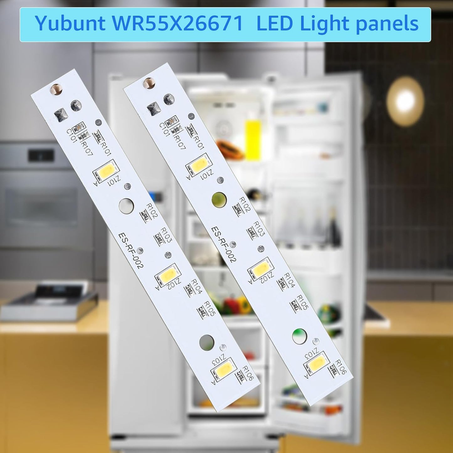 Yubunt WR55X26671 LED Light Board for GE Freezer, Replacement Part Numbers PS11767930, EAP11767930 (2Pcs)