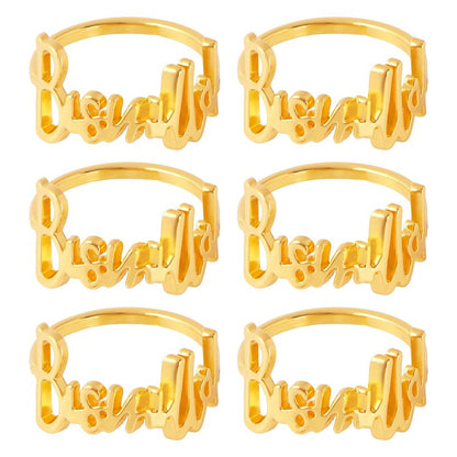 APTWOW Bismillah Letter Napkin Rings Set of 6 - Gold Metal Eid Mubarak Napkin Holder, Ramadan Napkin Rings for Ramadan Banquet Party Dining Table Decor