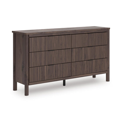Signature Design by Ashley Symarro Casual 6-Drawer Dresser with Walnut Finish, Dark Brown