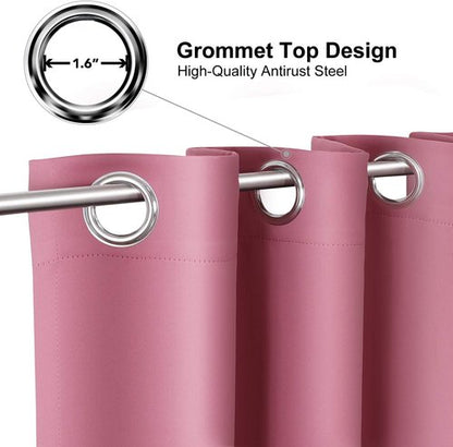 ChrisDowa Blackout Curtains - Room Darkening Thermal Insulated Panels Set (Pink, 38W x 45L)