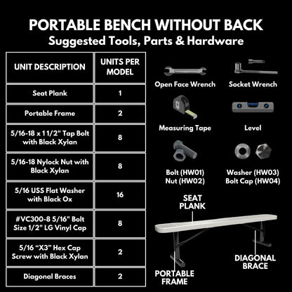 COATEDOUTDOORFURNITURE Heavy-Duty Portable Outdoor Bench Thermoplastic Coated, Expanded Metal, Commercial-Grade Seating, Made in America (Portable Without Back, 6 Ft, Dark Blue)