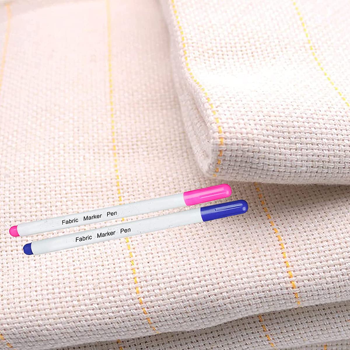 Y-Axis Punch Needle Cloth with Marked Lines for Rugs Tufting Embroidery, Monks Cloth, with 2 Fabric Marker Pens (4 x 5 Ft.)